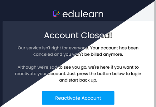 Closed Account page